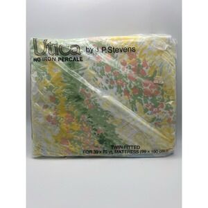 Utica PJ Steven's  Floral Twin Fitted Sheet NOS Vtg Cottagecore Whimsy Fairycore